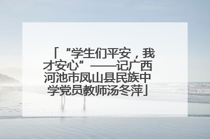 “学生们平安，我才安心”——记广西河池市凤山县民族中学党员教师汤冬萍