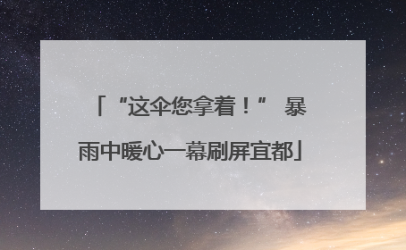 “这伞您拿着！” 暴雨中暖心一幕刷屏宜都