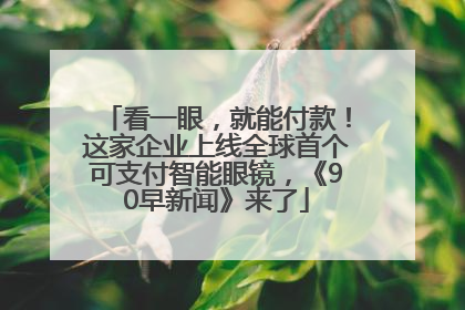 看一眼，就能付款！这家企业上线全球首个可支付智能眼镜，《90早新闻》来了