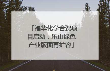 福华化学合资项目启动，乐山绿色产业版图再扩容