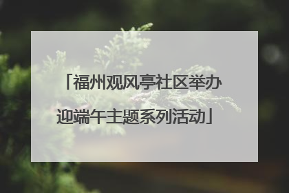 福州观风亭社区举办迎端午主题系列活动