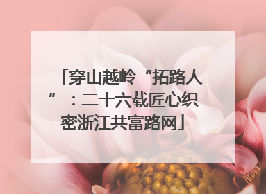 穿山越岭“拓路人”：二十六载匠心织密浙江共富路网
