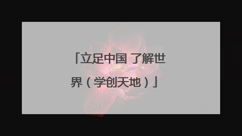 立足中国 了解世界（学创天地）