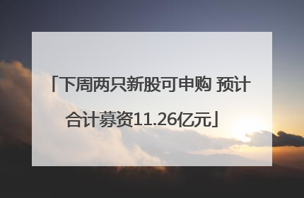 下周两只新股可申购 预计合计募资11.26亿元