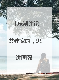 东湖评论：共建家园，思进图强