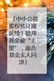 中小公募股权转让潮延续！德邦基金被“上架”，嘉合基金无人问津
