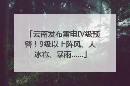 云南发布雷电Ⅳ级预警！9级以上阵风、大冰雹、暴雨……