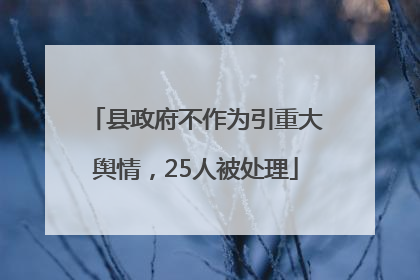 县政府不作为引重大舆情，25人被处理