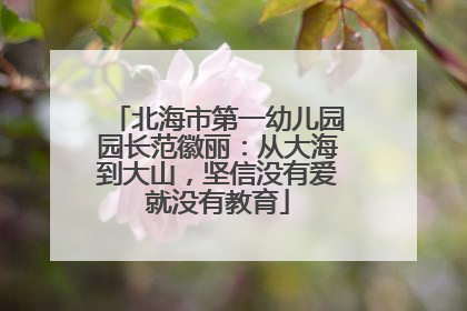 北海市第一幼儿园园长范徽丽：从大海到大山，坚信没有爱就没有教育