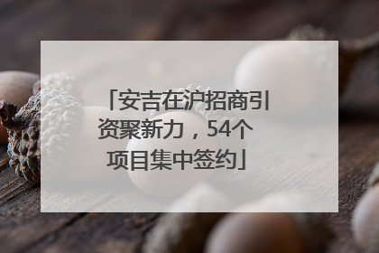 安吉在沪招商引资聚新力，54个项目集中签约
