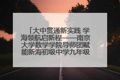 大中贯通新实践 学海领航启新程——南京大学数学学院导师团赋能新海初级中学九年级学子生涯规划