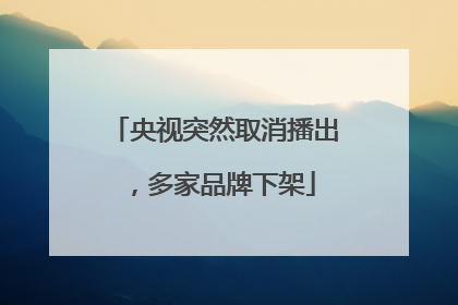 央视突然取消播出，多家品牌下架