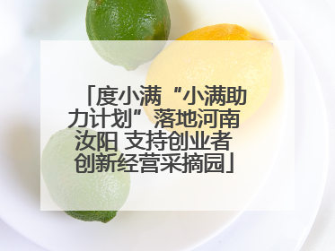 度小满“小满助力计划”落地河南汝阳 支持创业者创新经营采摘园
