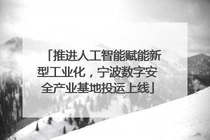 推进人工智能赋能新型工业化，宁波数字安全产业基地投运上线