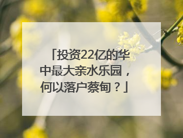 投资22亿的华中最大亲水乐园，何以落户蔡甸？
