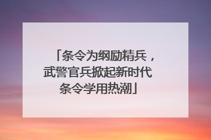 条令为纲励精兵，武警官兵掀起新时代条令学用热潮