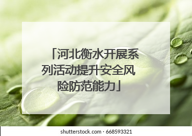 河北衡水开展系列活动提升安全风险防范能力
