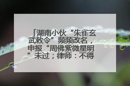湖南小伙“朱雀玄武敕令”频频改名，申报“周佛紫微星明”未过；律师：不得违背公序良俗