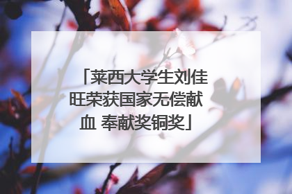 莱西大学生刘佳旺荣获国家无偿献血 奉献奖铜奖