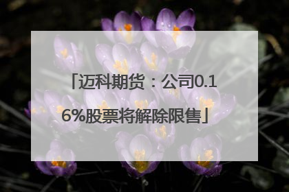 迈科期货：公司0.16%股票将解除限售