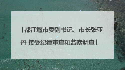都江堰市委副书记、市长张亚丹 接受纪律审查和监察调查