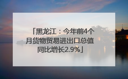 黑龙江：今年前4个月货物贸易进出口总值同比增长2.9%