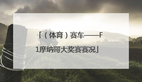 （体育）赛车——F1摩纳哥大奖赛赛况